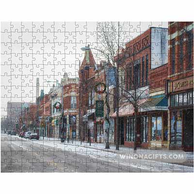 Winona Minnesota Jigsaw Puzzle Snowy Downtown Third Street - Kari Yearous Photography WinonaGifts KetoGifts LoveDecorah