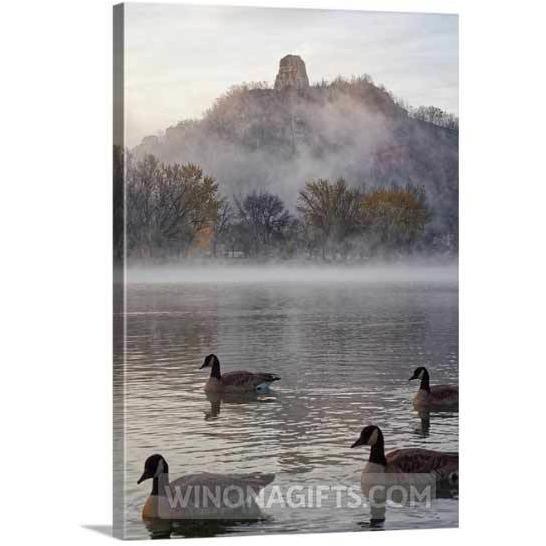 Winona Minnesota 5" x 7" Canvas Wrap Geese with Sugarloaf - Kari Yearous Photography WinonaGifts KetoGifts LoveDecorah