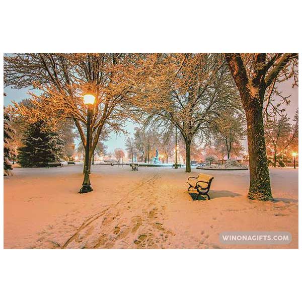 Snowy Path to Wenonah at Windom Park Winona Minnesota - Art Print