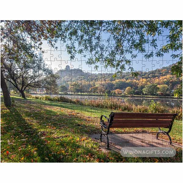 Winona Minnesota Jigsaw Puzzle Seat with a View of Sugarloaf - Kari Yearous Photography WinonaGifts KetoGifts LoveDecorah