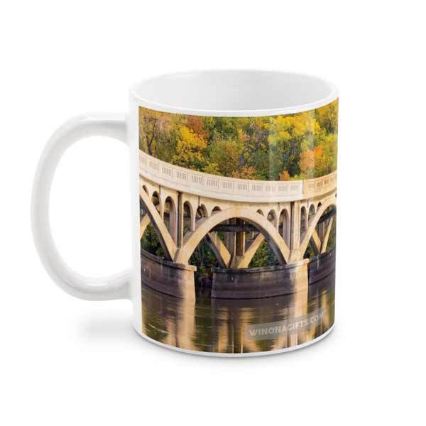Winona Latsch Island Wagon Bridge Coffee Mug 15 oz - Kari Yearous Photography WinonaGifts KetoGifts LoveDecorah