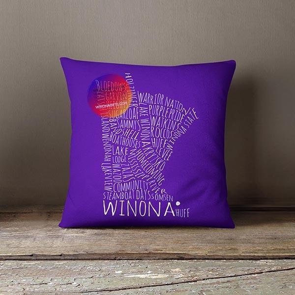 Winona MN Typography Pillow - School Spirit - Kari Yearous Photography WinonaGifts KetoGifts LoveDecorah